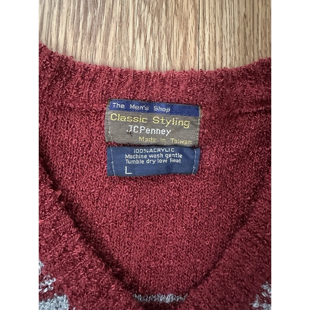 VTG 70s/80s JCPenney Striped Knit Pullover Sweater Grandpa Retro Ski Indi - Picture 2 of 7